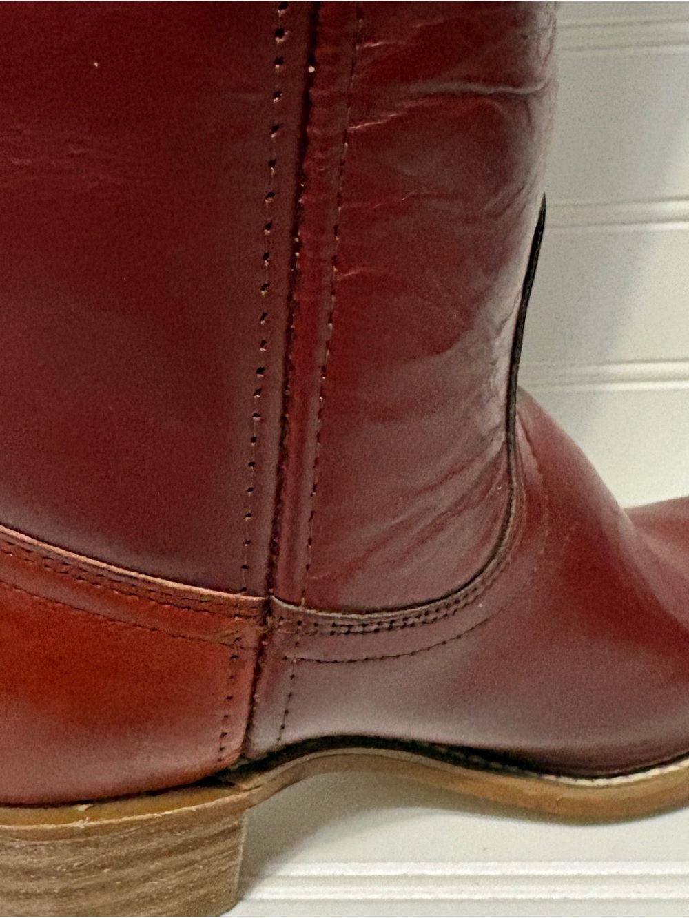 FRYE Red Leather Vintage Black Label Campus Boots Made in USA Womens Size 6 B - Picture 10 of 12